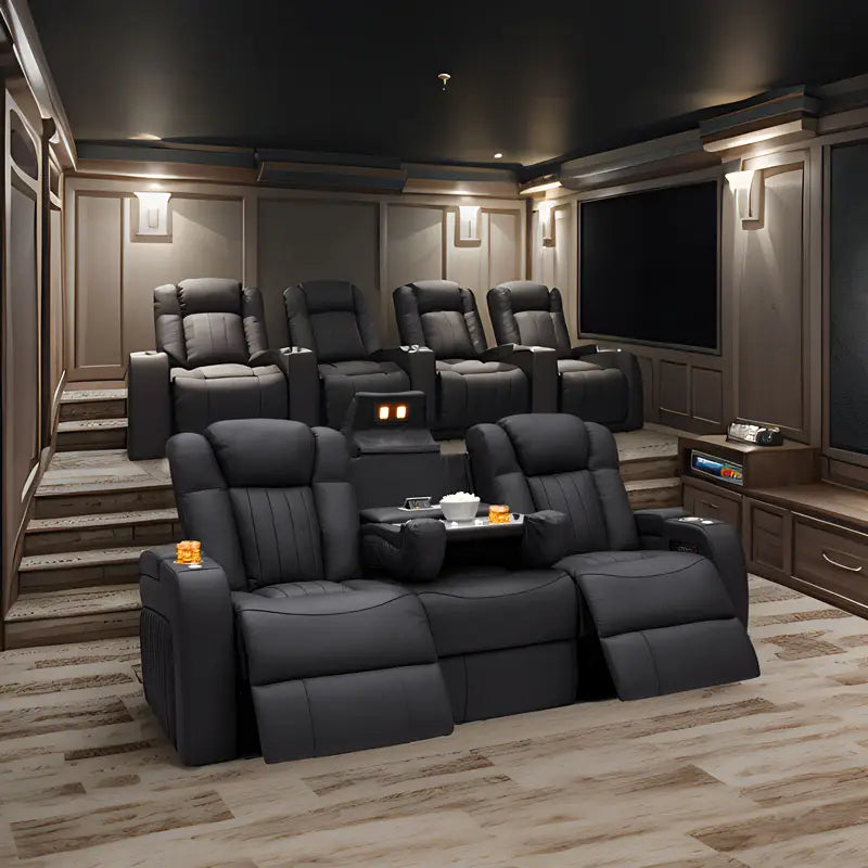 Leather Electric Power Reclining Cinema Sofa