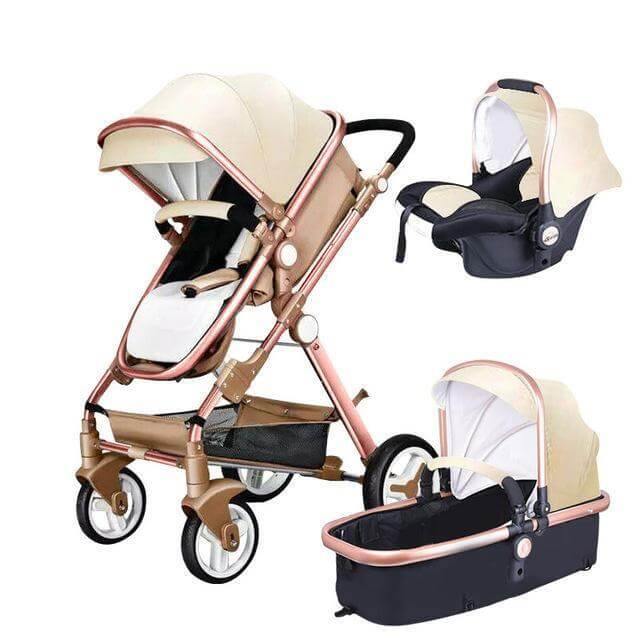 European 3 in 1 Baby Strollers with baby basket and carriage