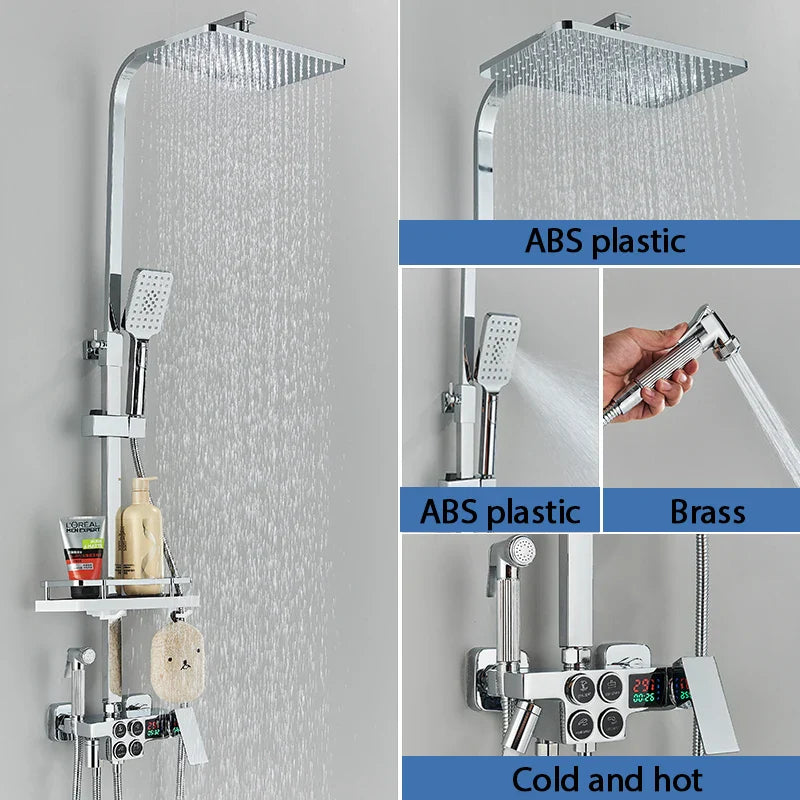 Thermostatic Digital Display Stylish Pressure Shower Set