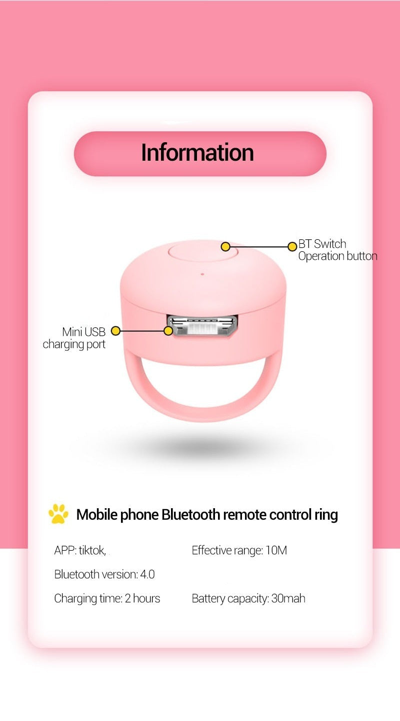 Bluetooth Mini Phone Remote Controller Smart Ring