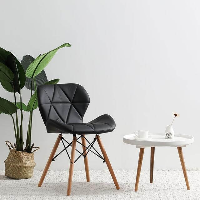 Modern Nordic Leather Wood Chair