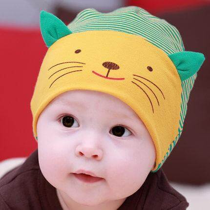 DreamShining Cotton Baby Hat Lovely Cat Stripe for babies