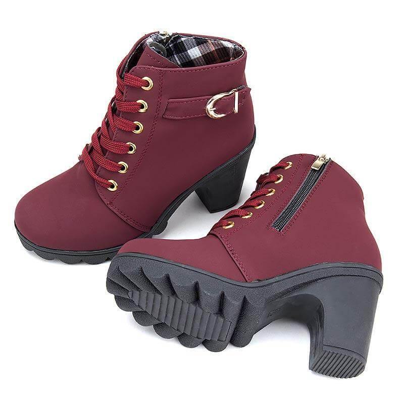 Real Leather High Heels Women Winter Shoes