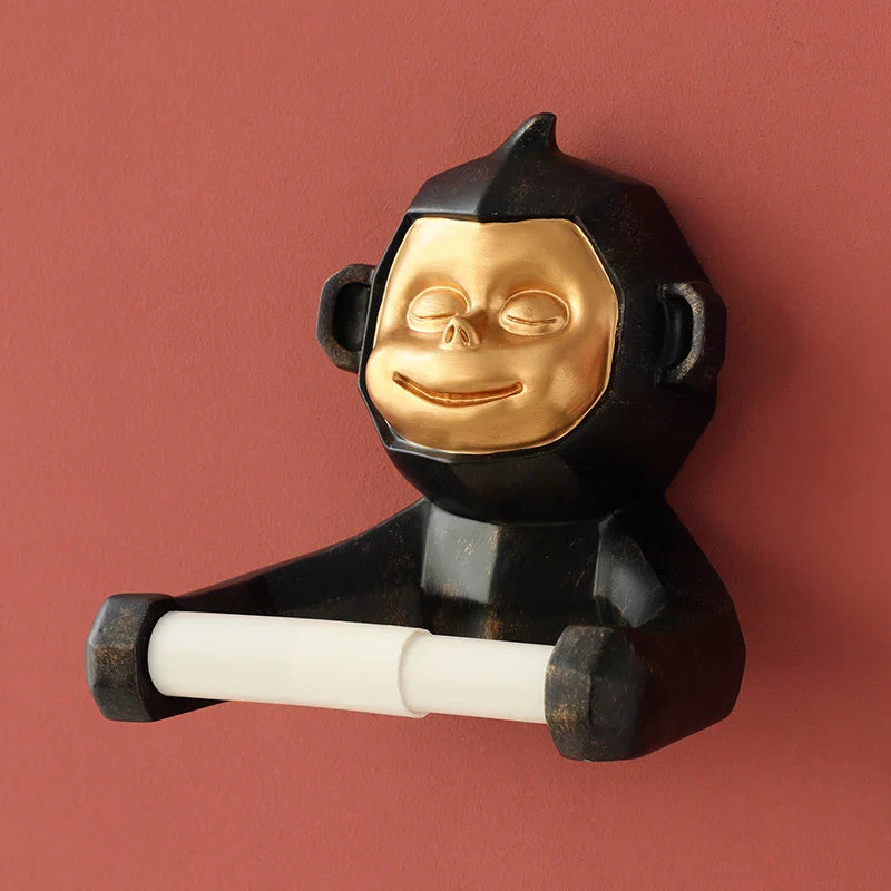 Happy Monkey Resin Toilet Paper Holder