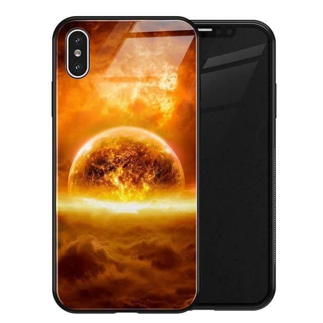 Luxury Space Silicone Glass Anti Slip Iphone Cases