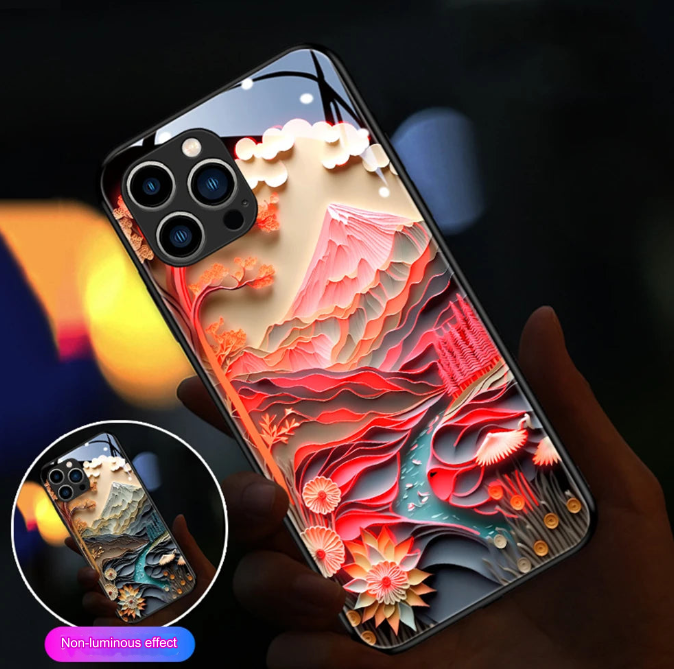 Fuji Mountain Sound-Activated LED Glass iPhone Case