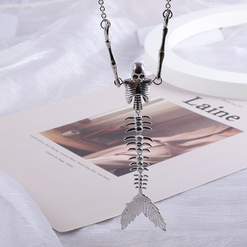 Gothic Mermaid Skull Necklace