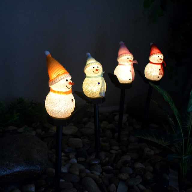 Outdoor LED Solar Snowman Light