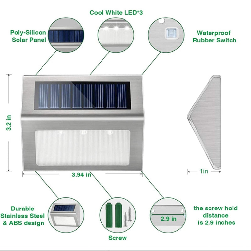 Solar Powered LED Outdoor Stairs Light