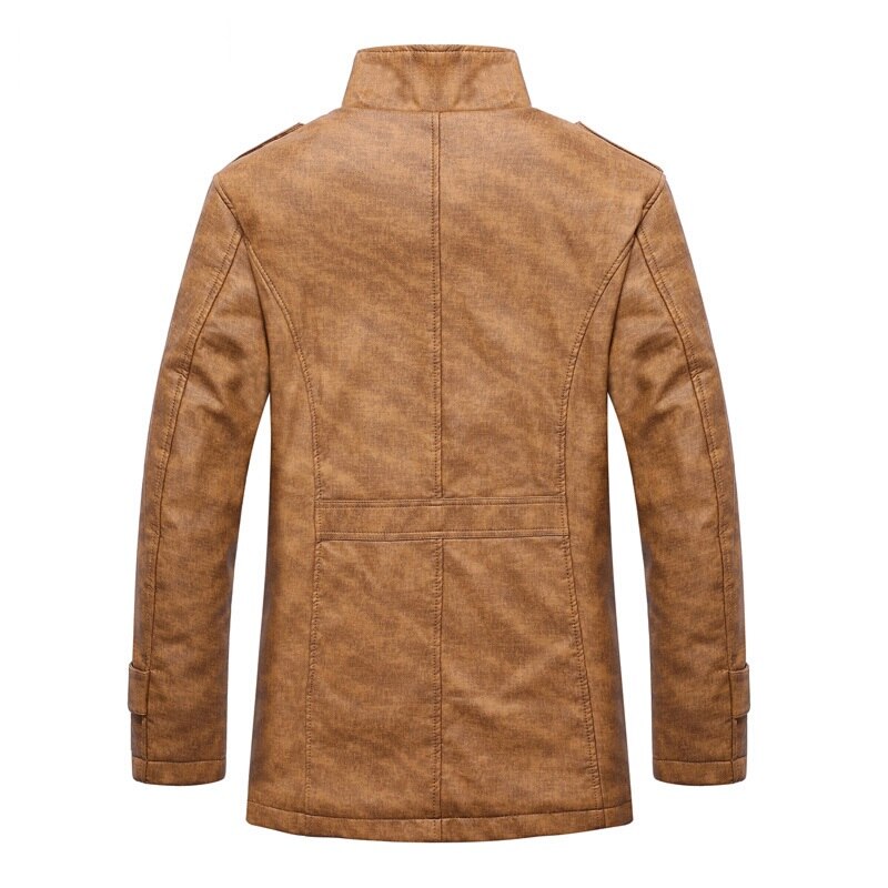 Windbreaker Leather Long Coats Jacket for Men