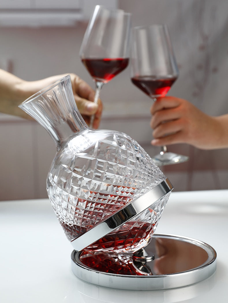 Elegant Crystal Spinning Glass Wine Decanter