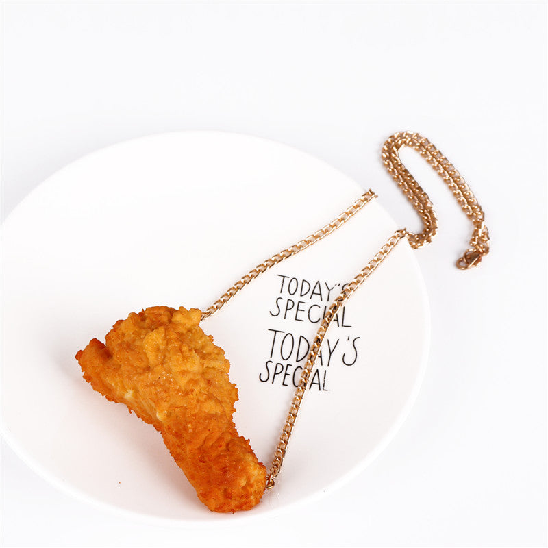 Fried Chicken Nugget Funny Resin Necklace