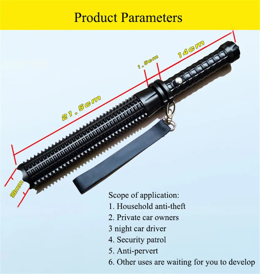 Tactical Rechargeable Flashlight Telescopic Self Defense Stick