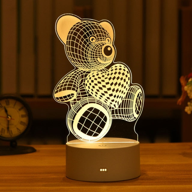 3D Creative Animals Bedside LED Night Lamp