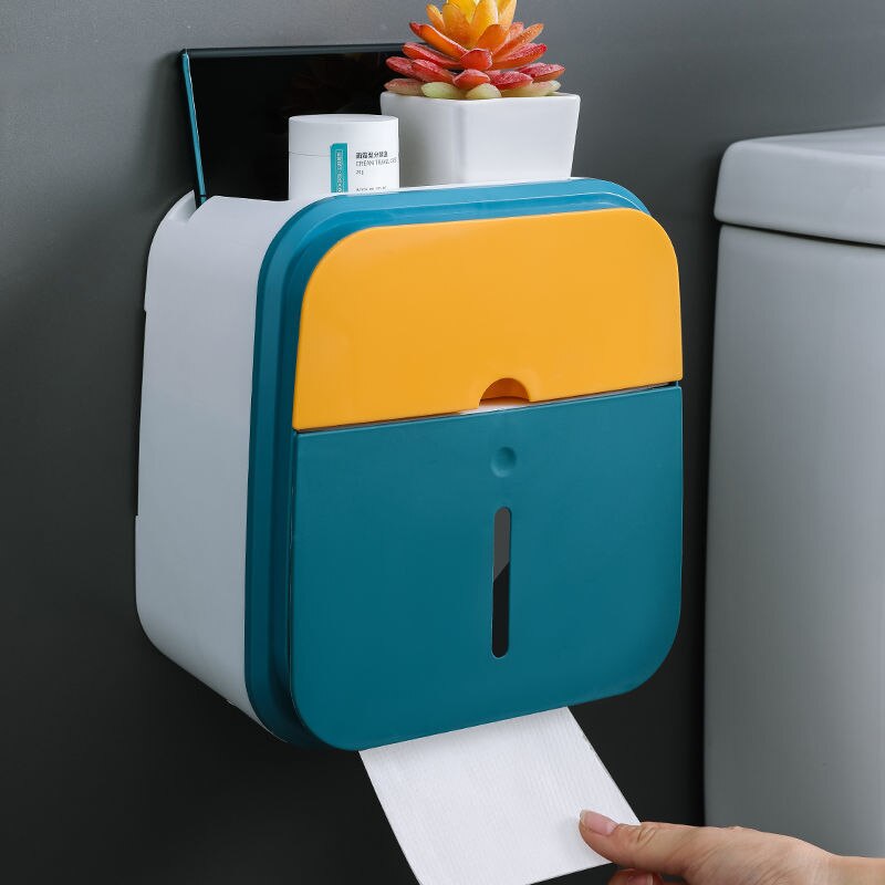 Wall-Mounted Bathroom Organizer Tissue Box Holder