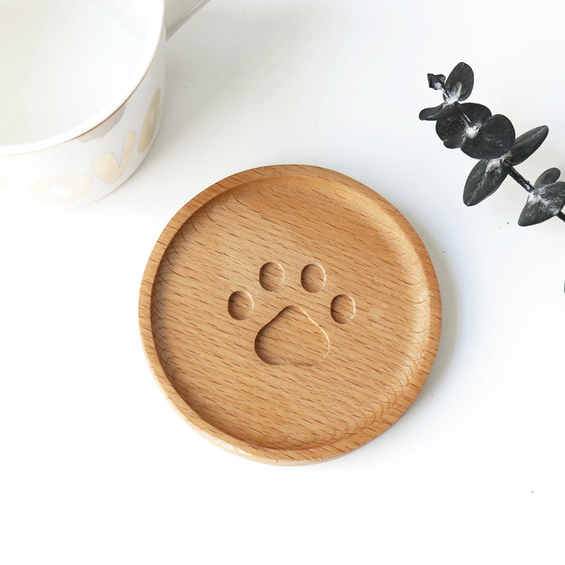 Cute Cat Paw Wooden Coaster