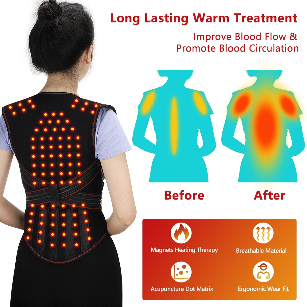 Self-Heating Magnetic Back Support Massager