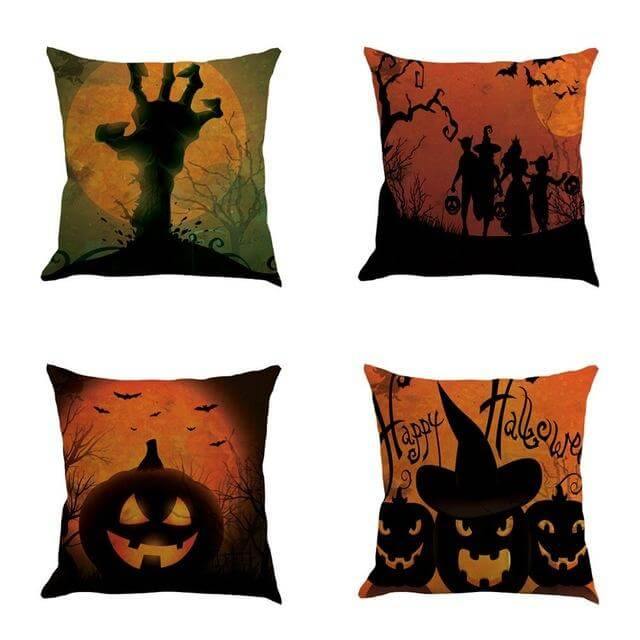 Halloween Pumpkin and Witch Printed Pillow Cases