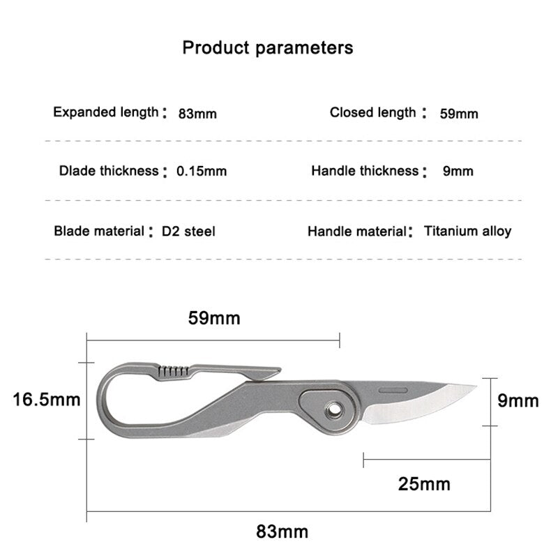 Mini Outdoor Foldable Titanium Knife Keychain