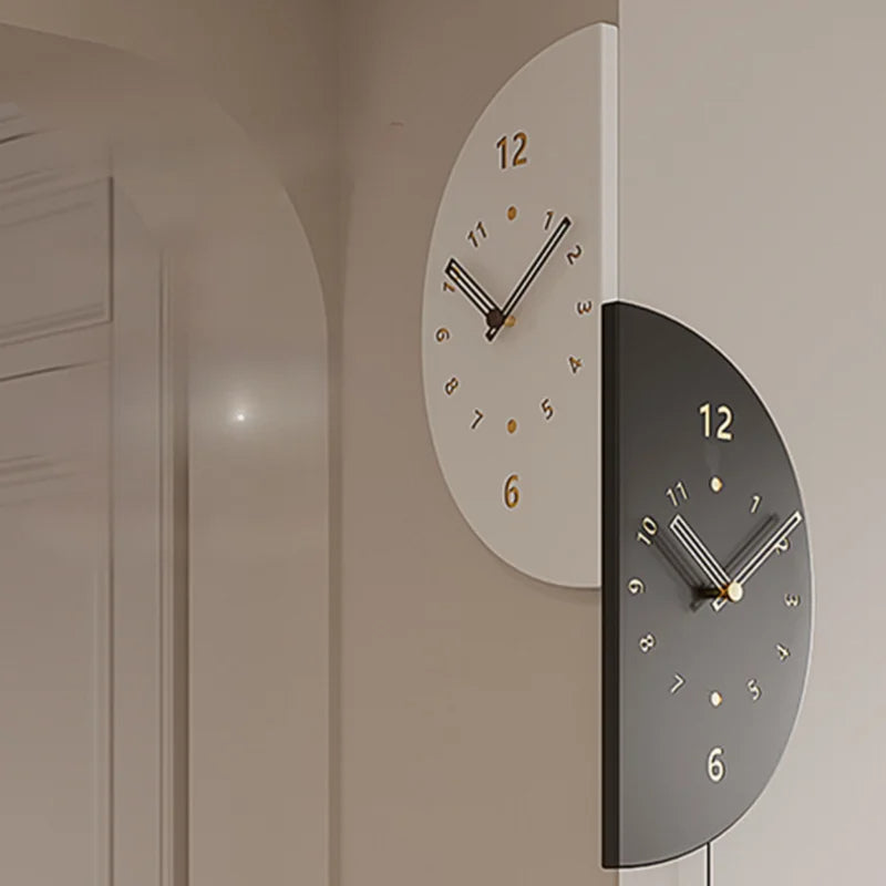 Geometric Half-Moon Dual Wall Clock