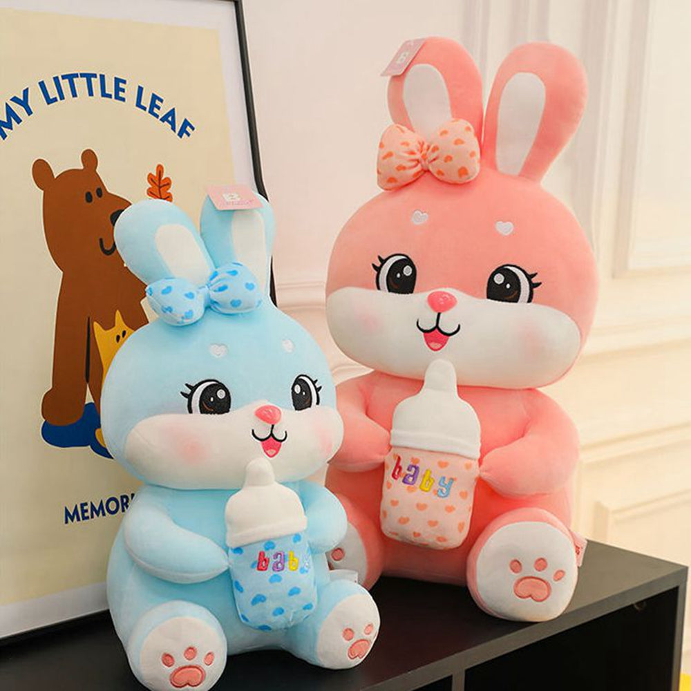 Sweet Bottle-Hugging Bunny Plush