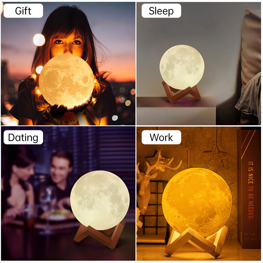 3D Light Touch Switch Rechargeable Moon Night Lamp