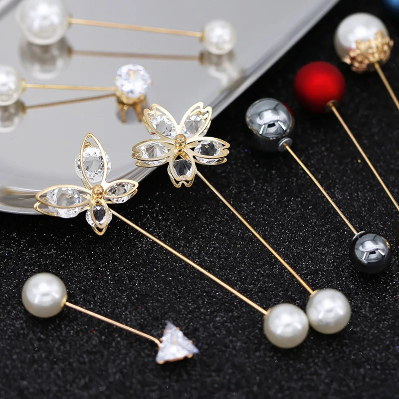 Pearl Charm Button Brooch