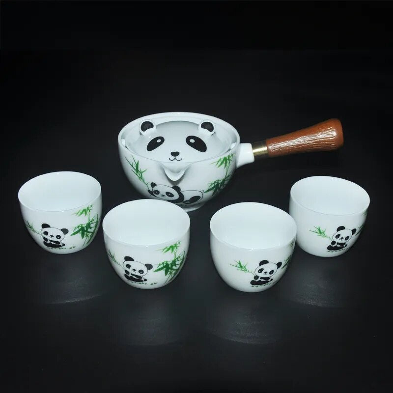 Panda Spin Rotating Tea Set