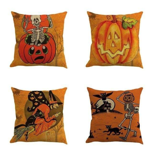 Halloween Pumpkin and Witch Printed Pillow Cases