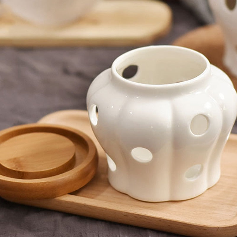 Creative Bamboo Lid Ceramic Storage Can