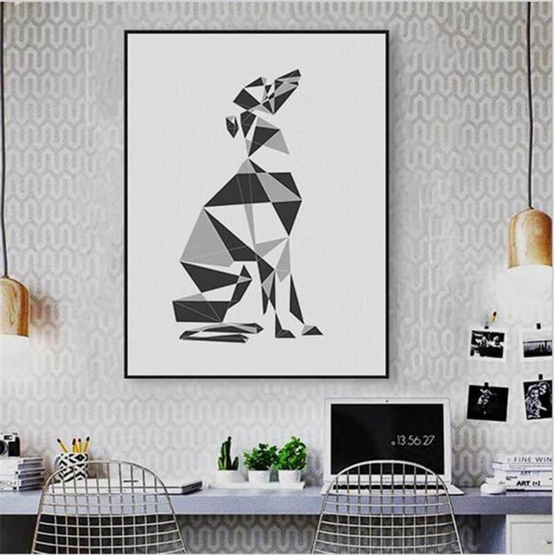 Nordic Style Canvas Cat Abstract Painting Poster Decor