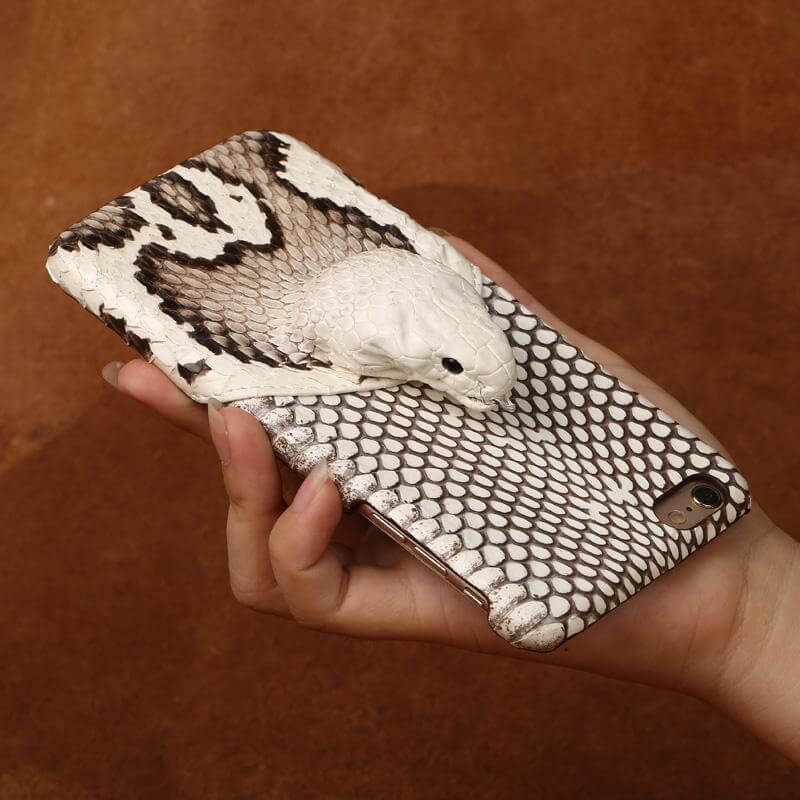 Custom Real Snake Skin Iphone Cases with Snake Head design