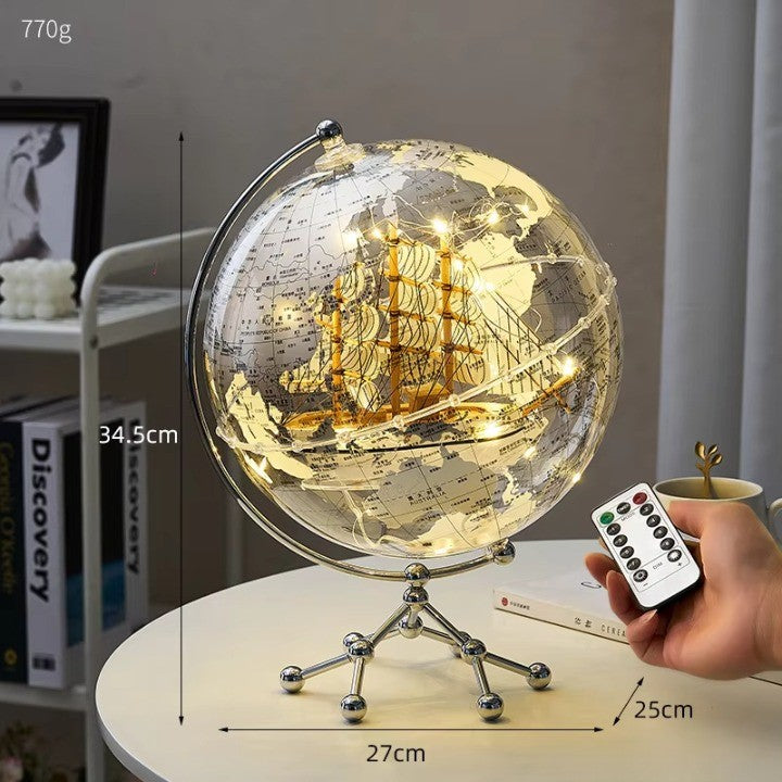 Golden Sail World Map Decor LED Light