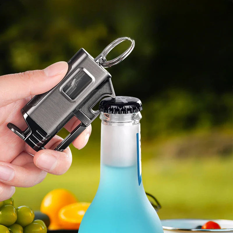 Modern Windproof Metal  Bottle Opener Keychain Lighter