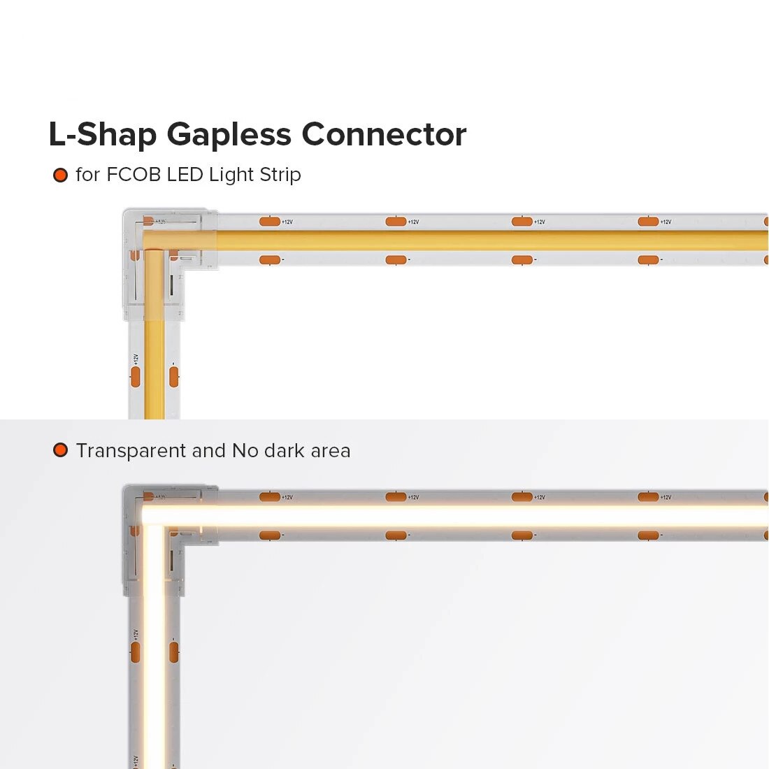 L Shaped Transparent LED Strip Connector