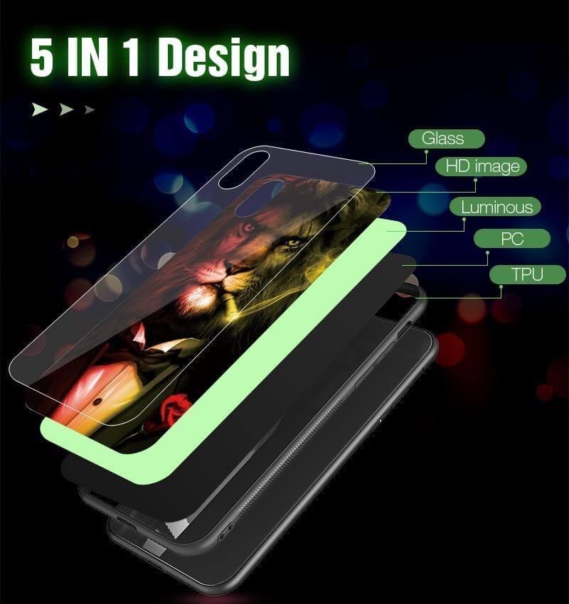 Iphone Luminous Cute Luxury Anti Scratch Glass Case