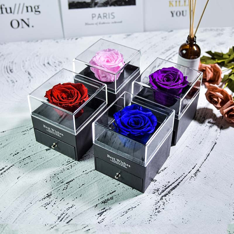 Natural Eternal Rose Necklace Jewelry Box