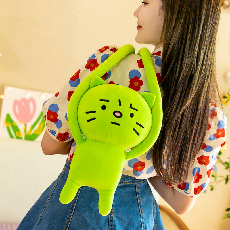 Green Cat Plush Toy Pillow