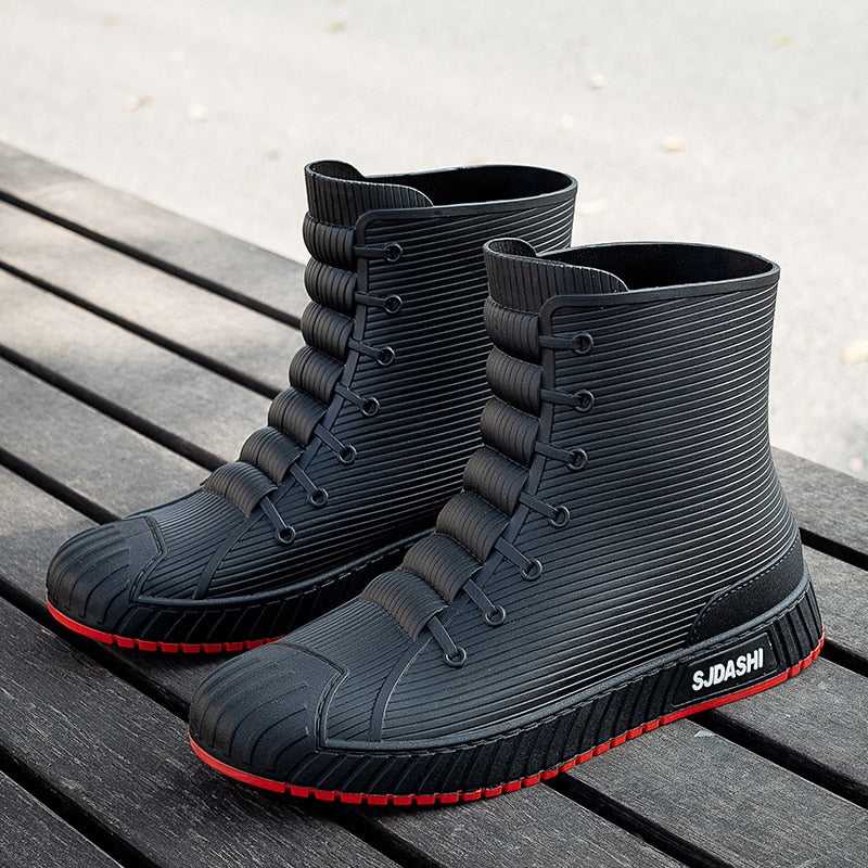 Rain Rider Slip-On Rubber Stylish Waterproof Boots