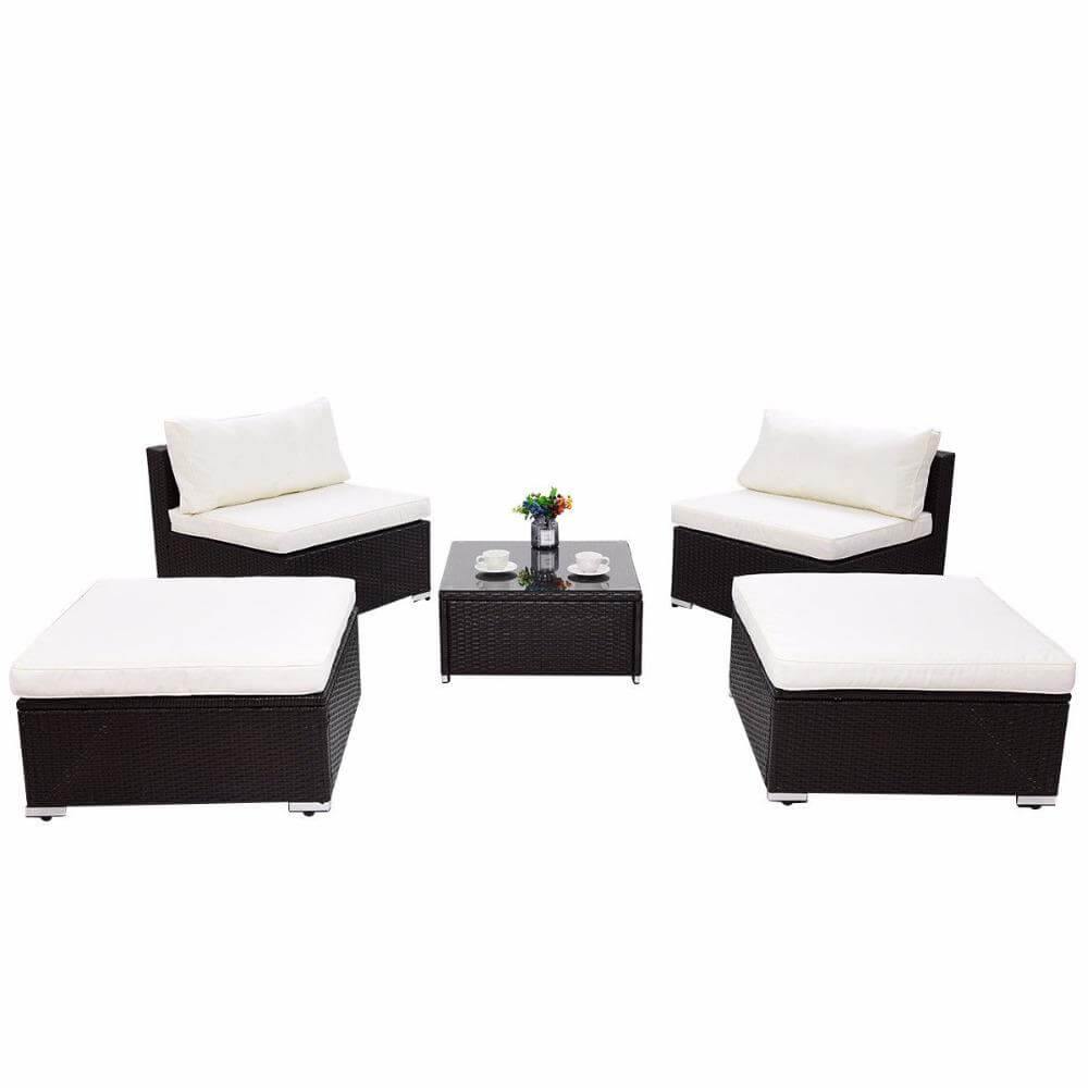 Modern 5 PC Patio Sectional Lounge Furniture