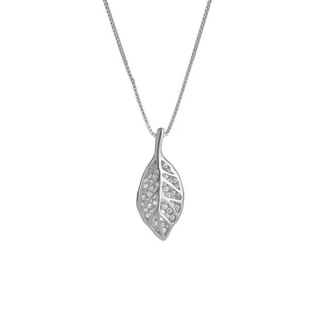 Nature Sparkle Tree Leaf Pendant Necklace