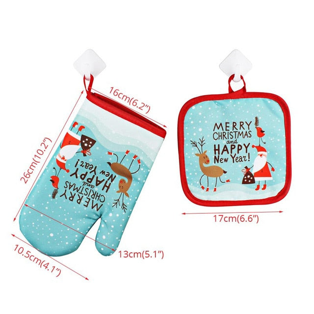 Heat Resistant Christmas Oven Mitts