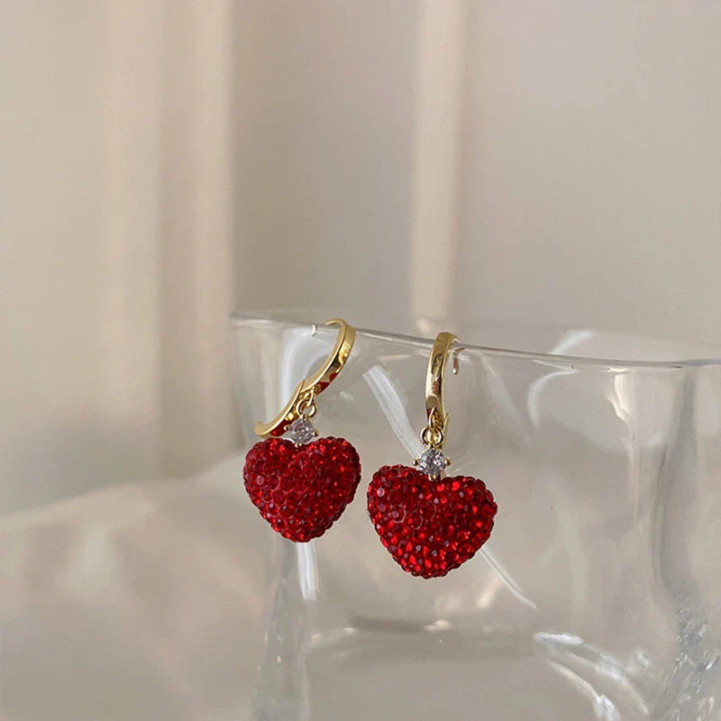 Red Romance European Style Heart Earrings