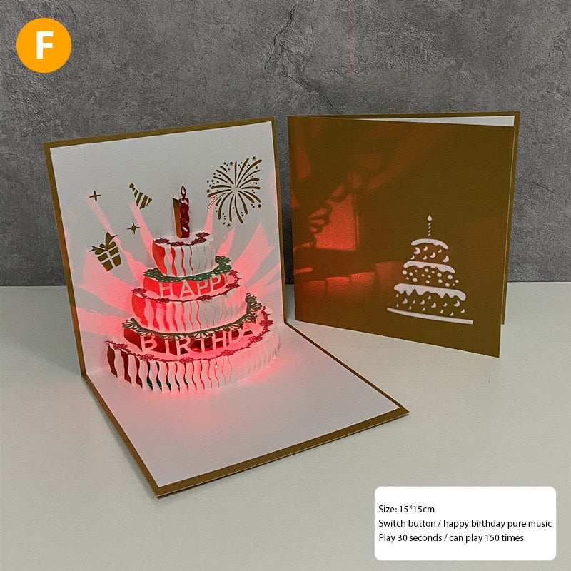 3D Birthday Music Happy Cake Cards