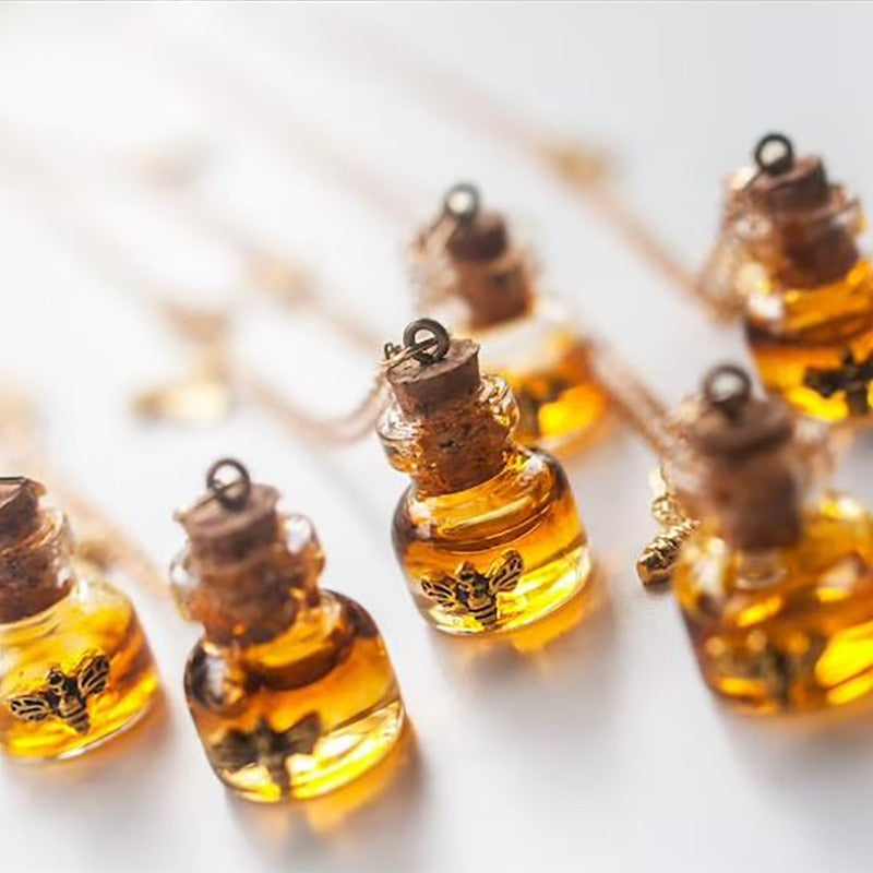 Honey Charm Bee Bottle Necklace