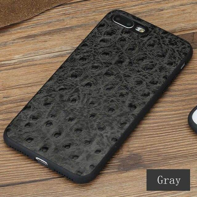 Genuine Leather Ostrich Skin Texture Iphone Cases