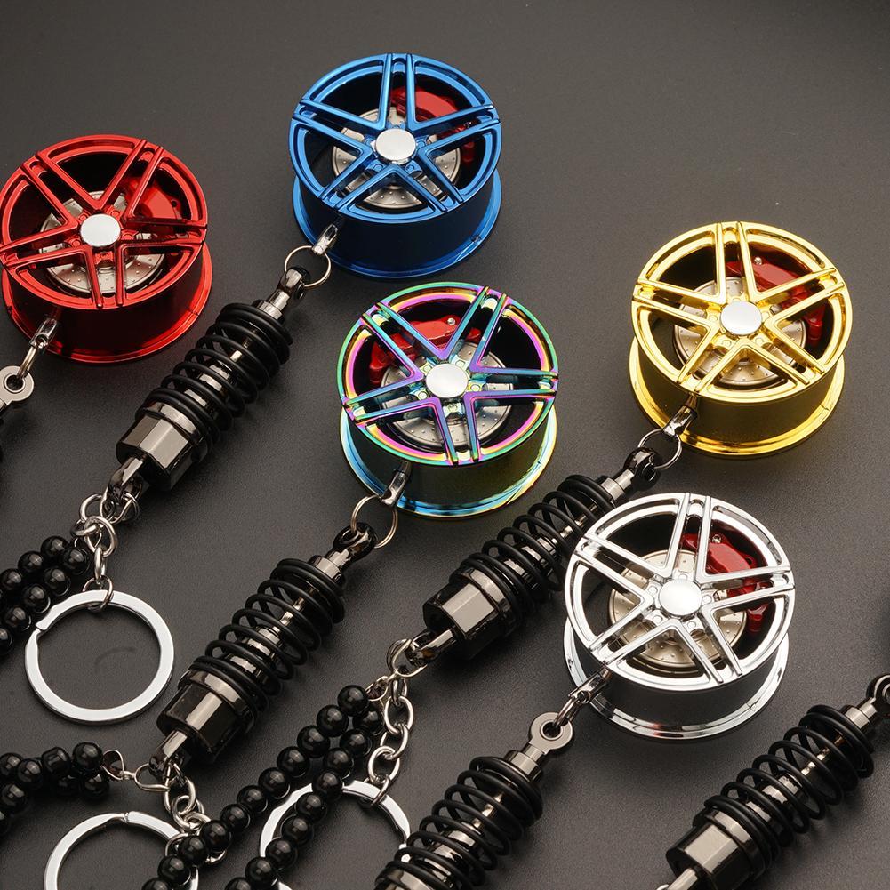 Wheel Rim Rearview Mirror Car Keychain Decor