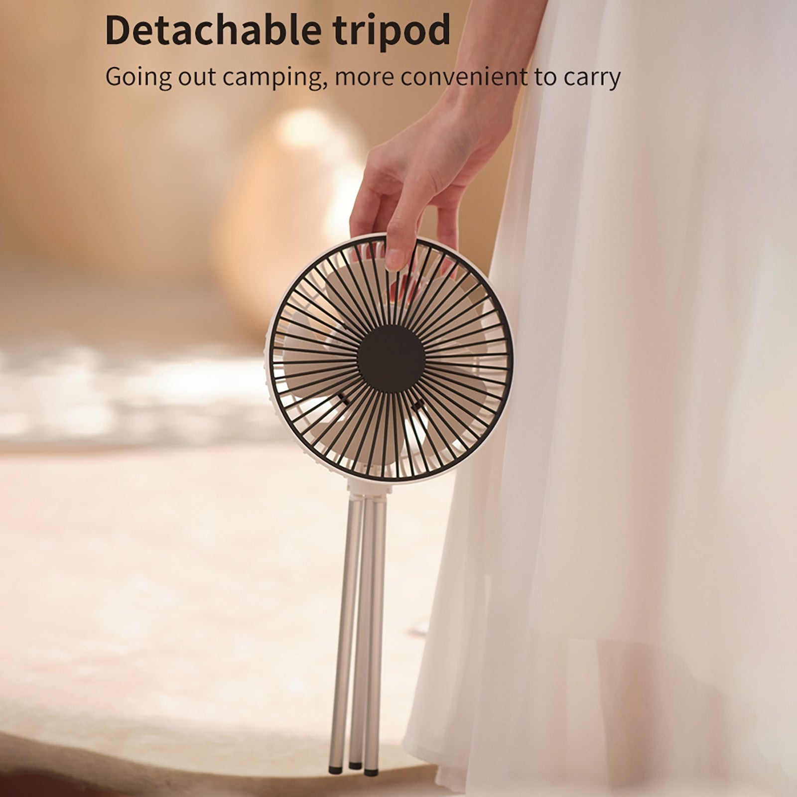 Portable Rechargeable Power Bank Fan Light