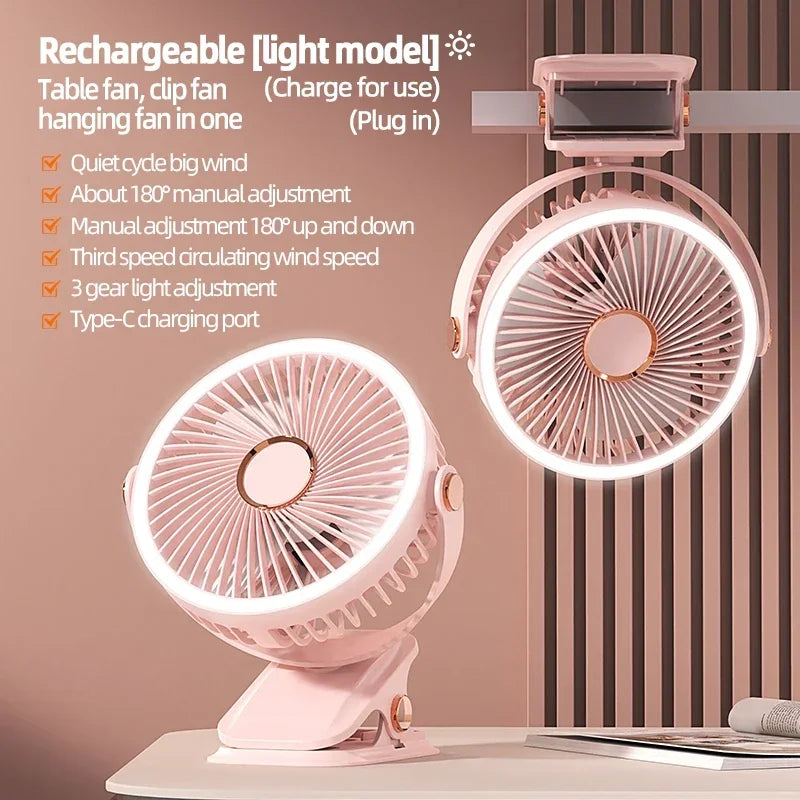 Multi-Angle Outdoor Clip-On Rechargeable Cooling Fan