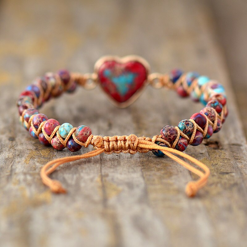 Bohemian Natural Stone Heart Bracelet